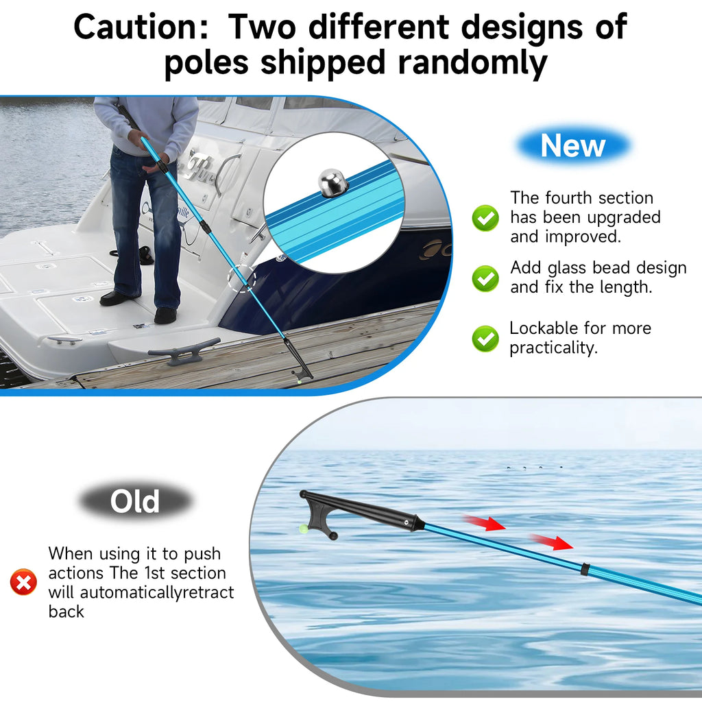 SAN LIKE Boat Hooks for Docking Extension Pole Hook Telescopic Boat Pole with Luminous Bead, Lightweight Floating, Non-Slip Rubb