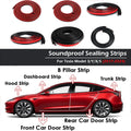 Soundproof Sealling Strips For Tesla Model 3/Y/X/S  (2019-2024) Door Seal Kit Soundproof Rubber Weather Draft Strip Wind Noise R