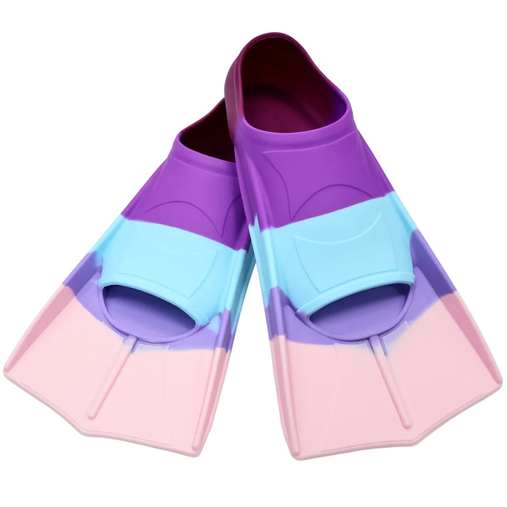 Silicone Swimming Flippers Snorkel Fins Short Frog Shoes Professional Training Breaststroke Scuba Diving Freesnorkel Men Women