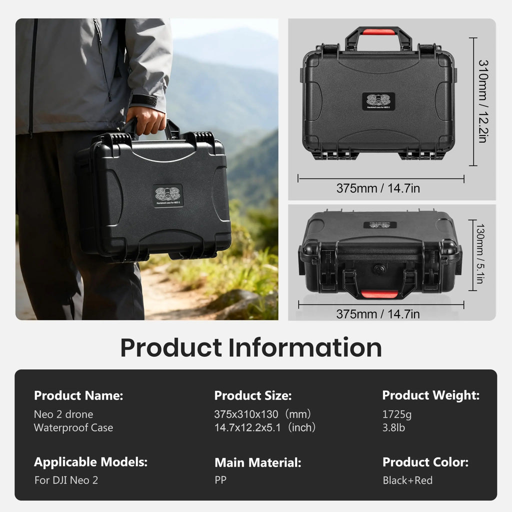 Neo 2 Case, Waterproof Hard Shell Carry Case for DJI Neo 2 Fly More Combo Accessories for RC-N/RC2 Controller [Case Only]