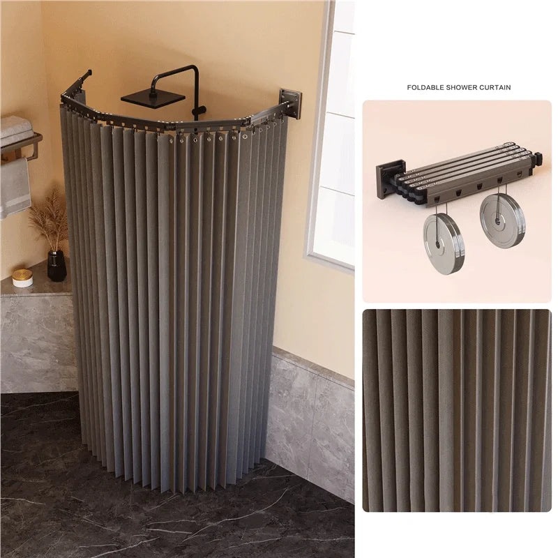 Gray rod Curtain / 5 pleats