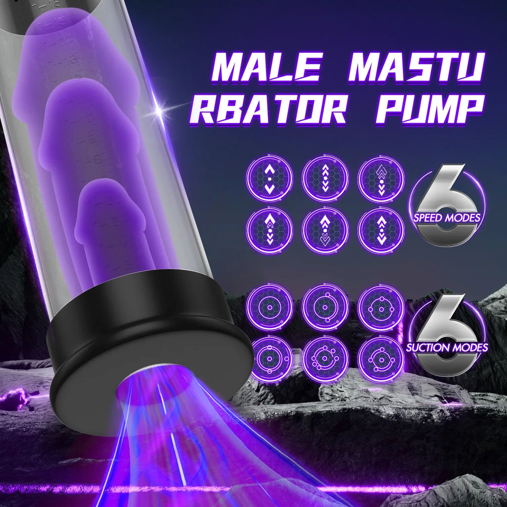 Electric Vacuum Penis Pump Men's Sex Toy Penis Extender 4 Sucking Modes LED Display Rechargeable Cock Training Penis Extension