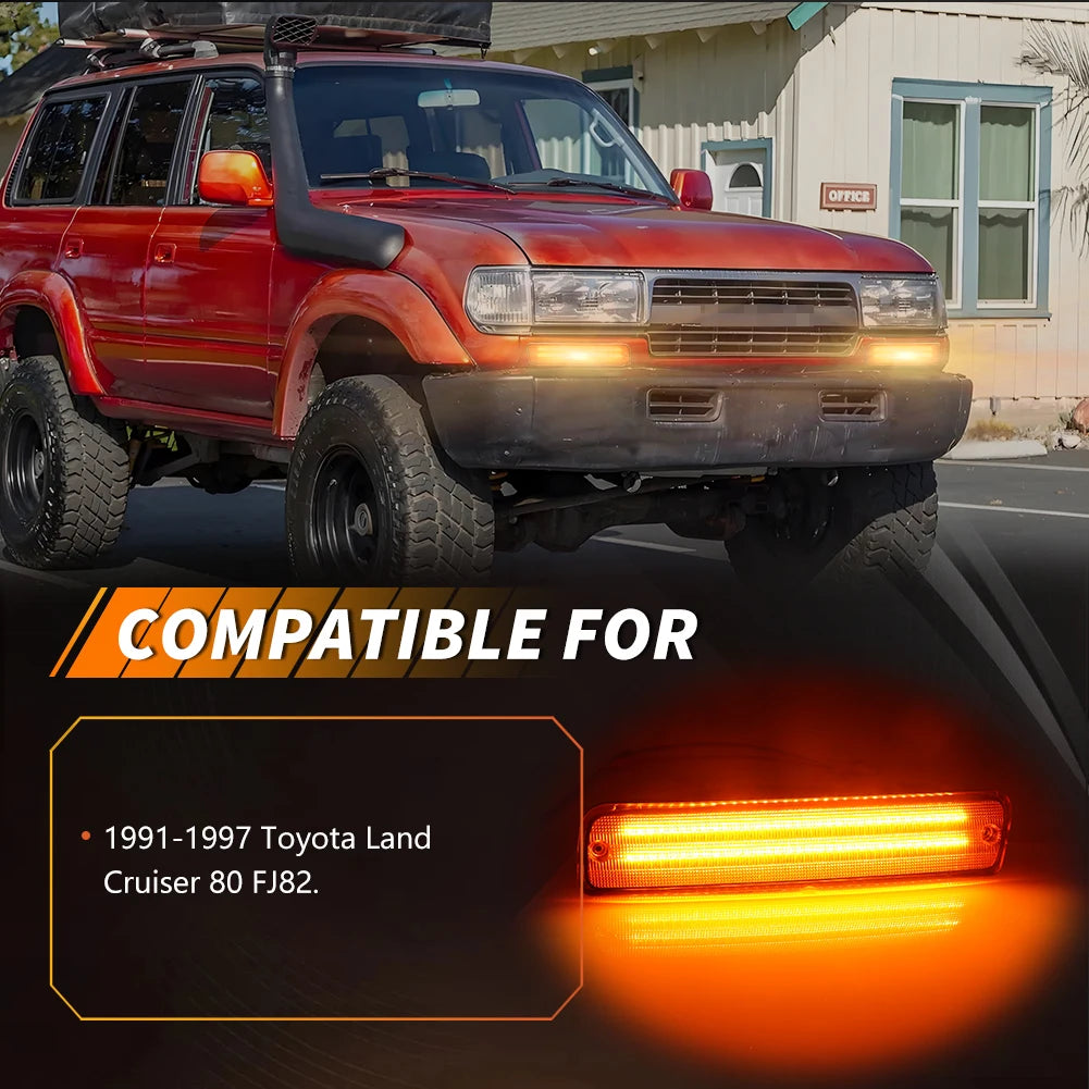 2X Front Bumper Parking Light Turn Signal Light DRL Light W/ LED For 1991-1997 Toyota Land Cruiser FJ80 1995-1997 Lexus LX450