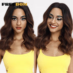FREEDOM Synthetic Lace Front Wigs For Women 20 inch Short Bob Curly Natural Wavy Wig Ombre Blonde Brown White Wig Cosplay Wig