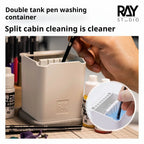 RAY Studio 2 In1 Dual-Compartment Brush Cleaning Pot with Absorbent Pad for Gundam DIY Modeling Brushes (Holder & Cleaner)