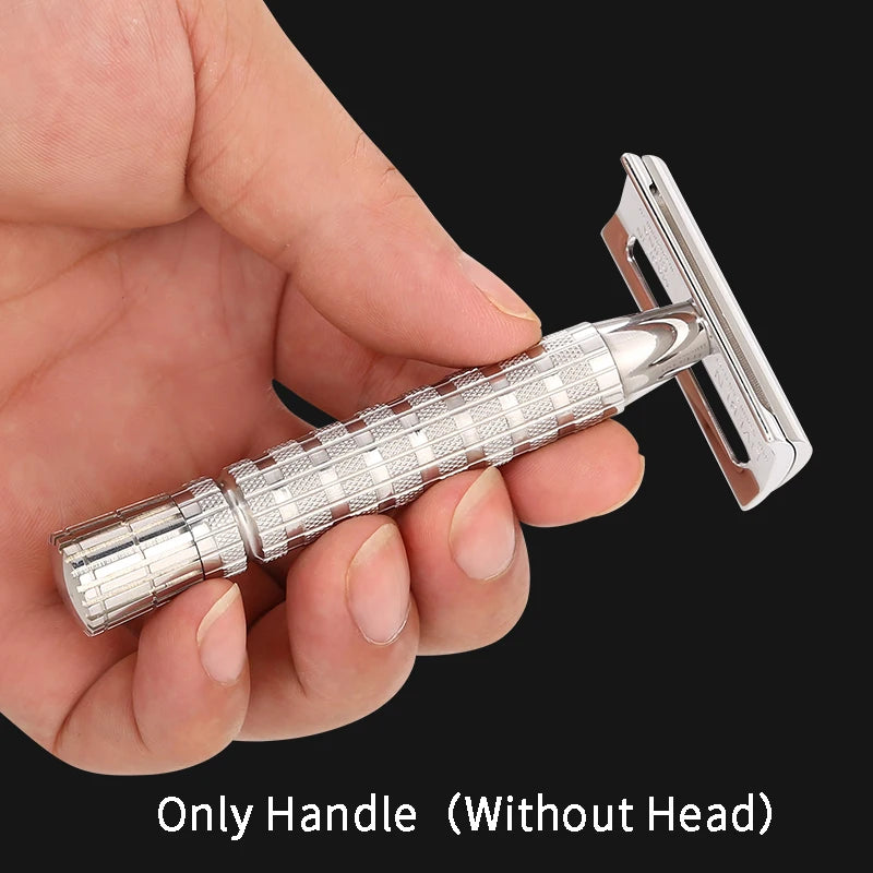 Men's Manual Shaver Accessories 316 L Stainless Steel Double Edge Safety Razor Handle（Without Head）