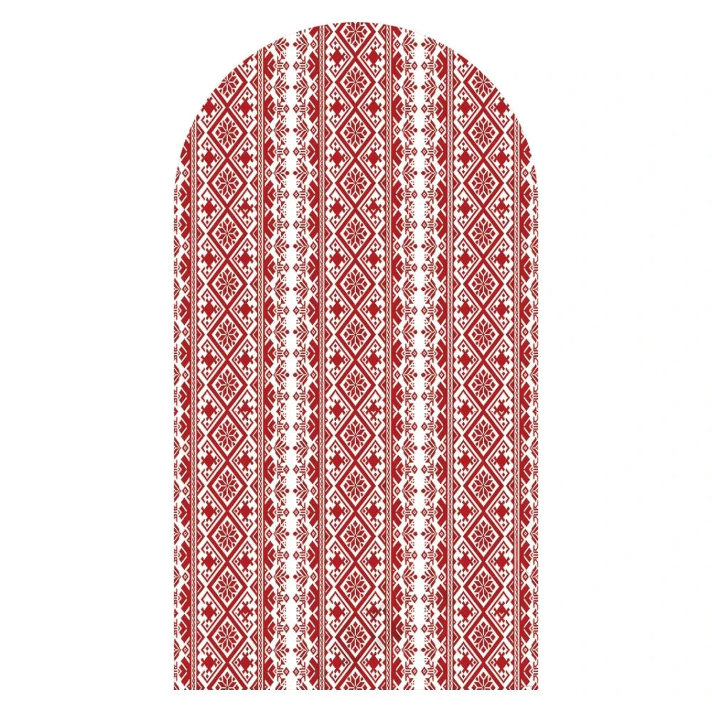 Red Embroidered Hibiscus Pattern Arched Background Cover for Birthday Bride Shower Decoration Photography Background