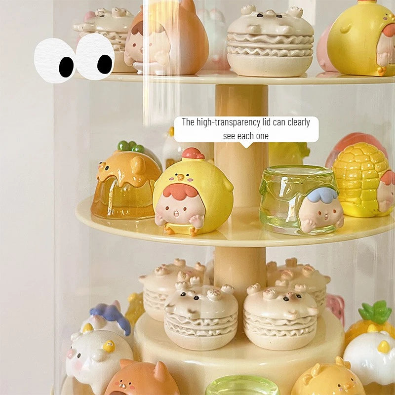 Rotating Display Cabinet for Figures Acrylic Transparent Mini Figure Display Case Stackable Organizer for Collectibles Blind Box