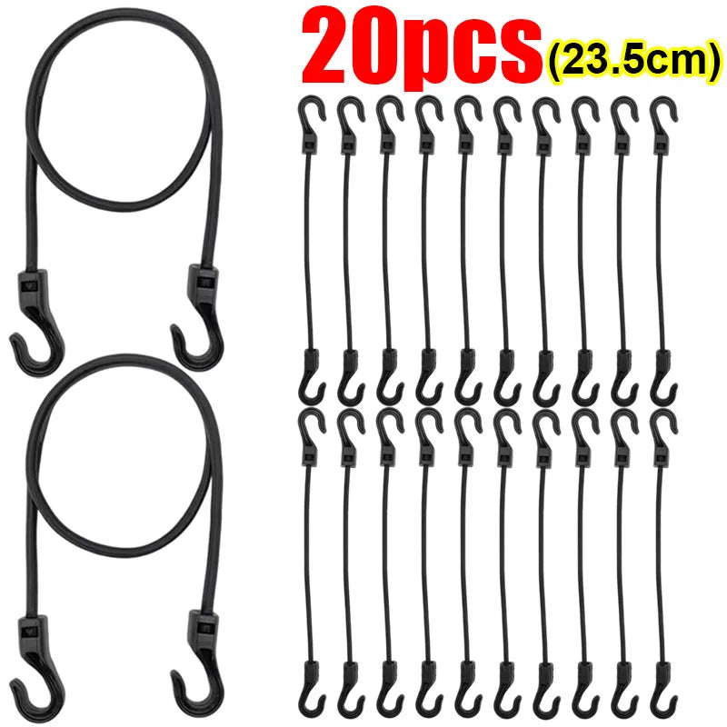 20/1pcs 32cm Strechable Bungee Cord with Hook Versatile Elastic Rubber Rope Cycling Luggage Binding Ropes Camping Accessories