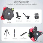 VICELK Leveling Base Tripod Head+360° Panoramic Pan Base for Macro Panoramic Photography with +/-5 Degree Precision Adjustment