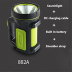 Rechargeable LED searchlight flashlight hand lamp, 2 light modes, waterproof, 1pc