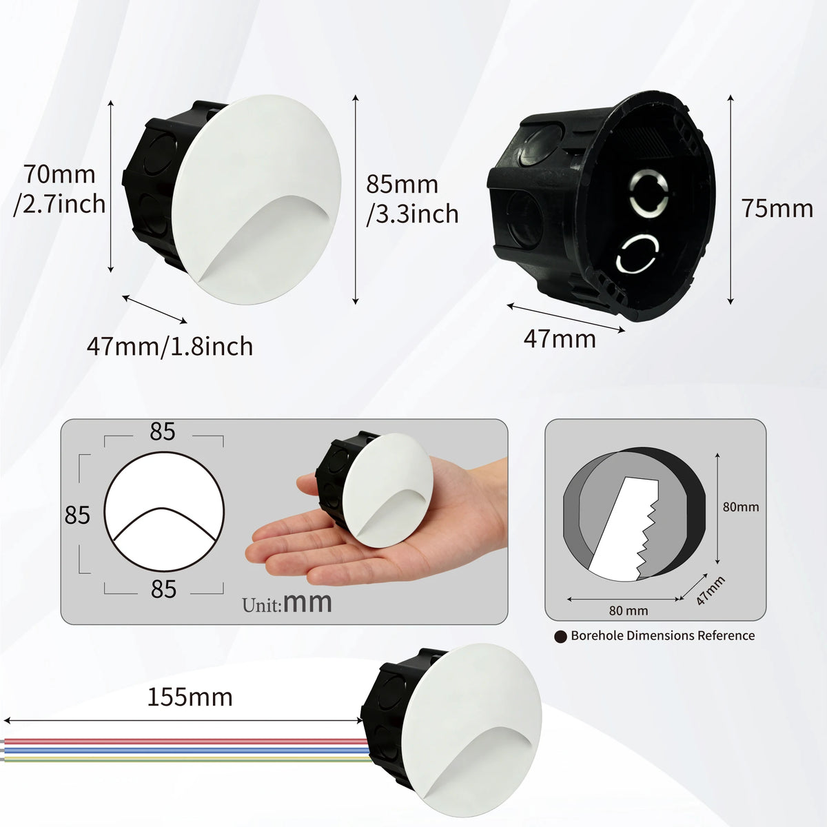 3W Stair Light Indoor Wall lamp Step Light Aisle Corridor Night Light AC85-265V Waterproof IP65 Wall Light