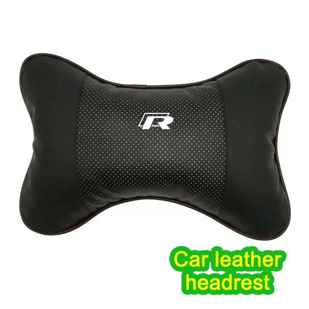 Leather car pillow headrest,car accessories,for Volkswagen Rline Polo Touran Tiguan Jetta Golf Passat