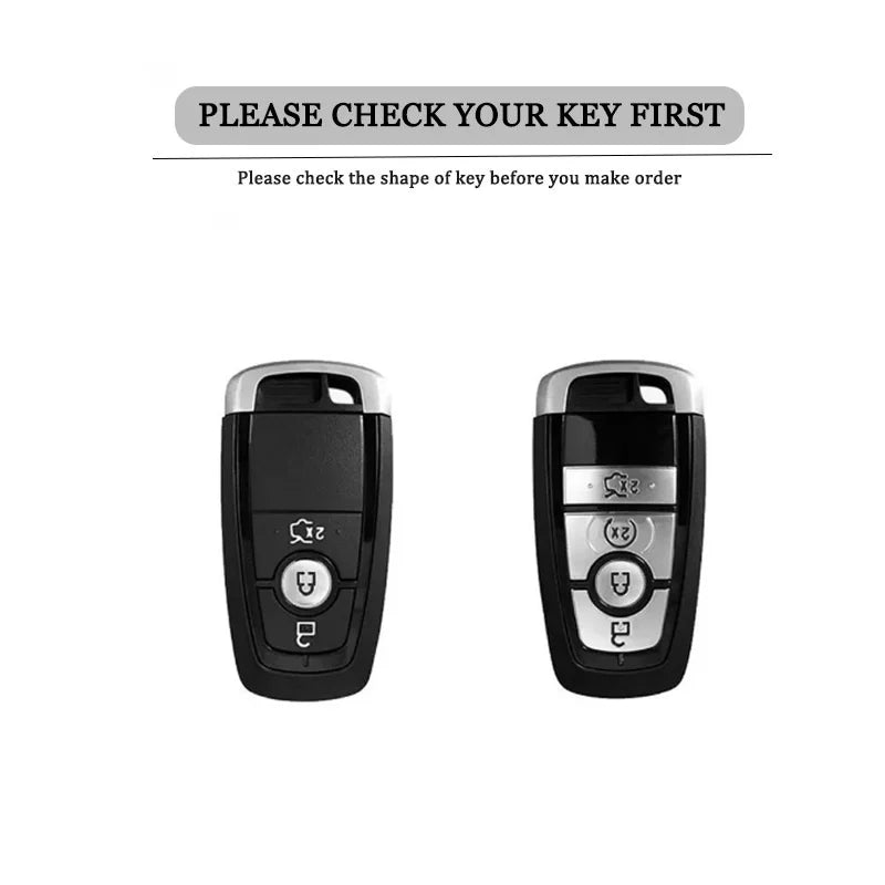 Metal Leather Car Key Case Cover Protector For Ford Raptor F150 Explorer Mustang Fusion Escape F250 F350 F450 RAPTOR Auto Parts