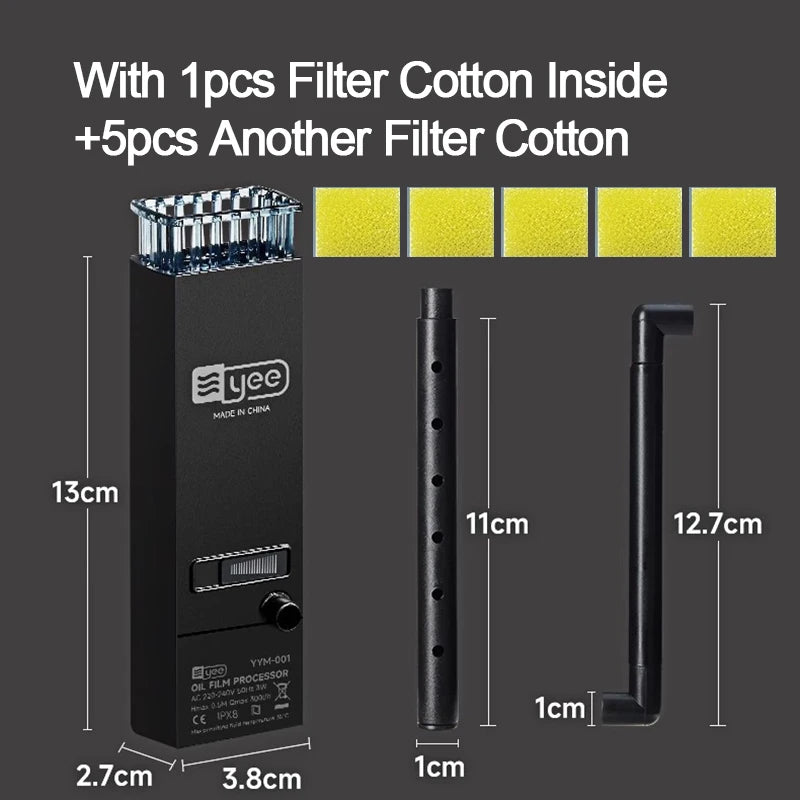 Fish Tank Oil Film Processor 3W Fish Tank Oil Removal Film 220V EU Plug 3cm Lift Floating Platform
