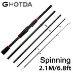 Casting Spinning Fishing Rod 2.1/1.8m UltraLight  Lure Rod  Carbon Fiber Rod Pole 4/5 Section with EVA Handle 3-15g Lure WT