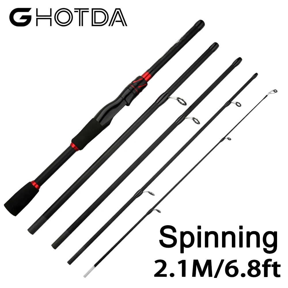 Casting Spinning Fishing Rod 2.1/1.8m UltraLight  Lure Rod  Carbon Fiber Rod Pole 4/5 Section with EVA Handle 3-15g Lure WT
