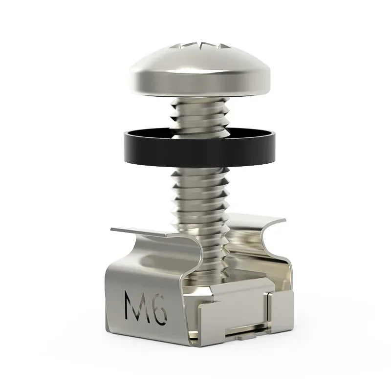 M6 rack mount cabinet screw kit with cage nuts & washers, 12mm/16mm, 20-100pcs