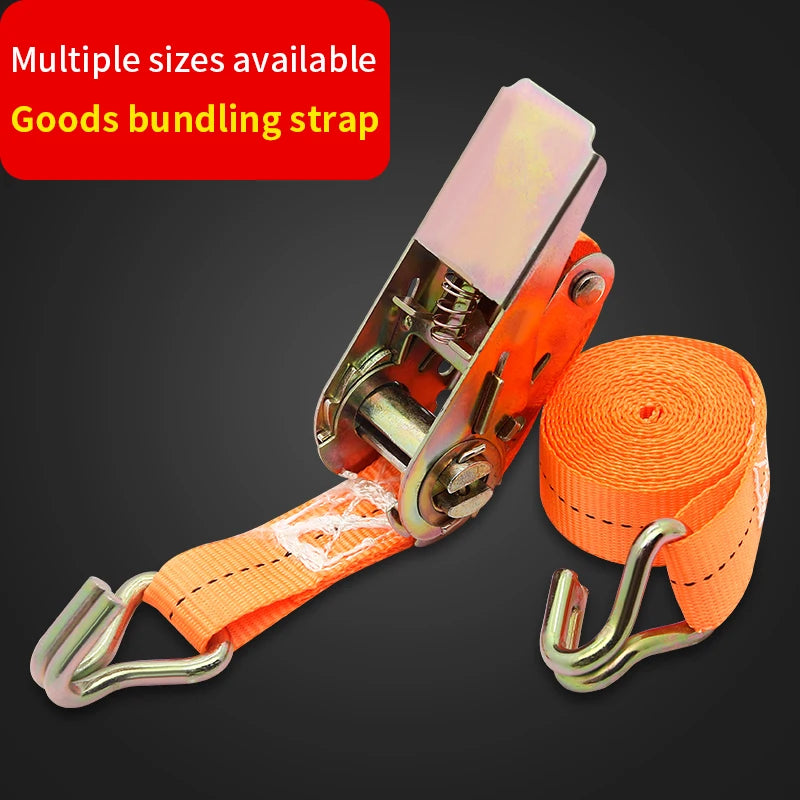 Ratchet Tie Down Strap with Metal Buckle, Adjustable Cargo Luggage Strap, 1m-8m