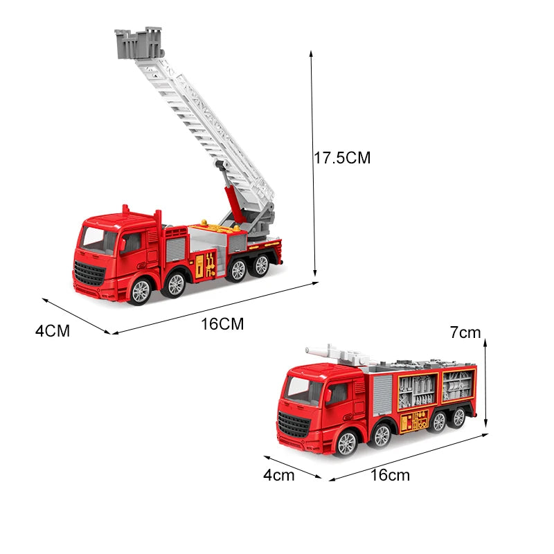 Fire Fighting Vehicle Set Construction City Rescue Fire Ladder Truck Tanker Water Cannon Car Alloy+Plastic Toys for Children