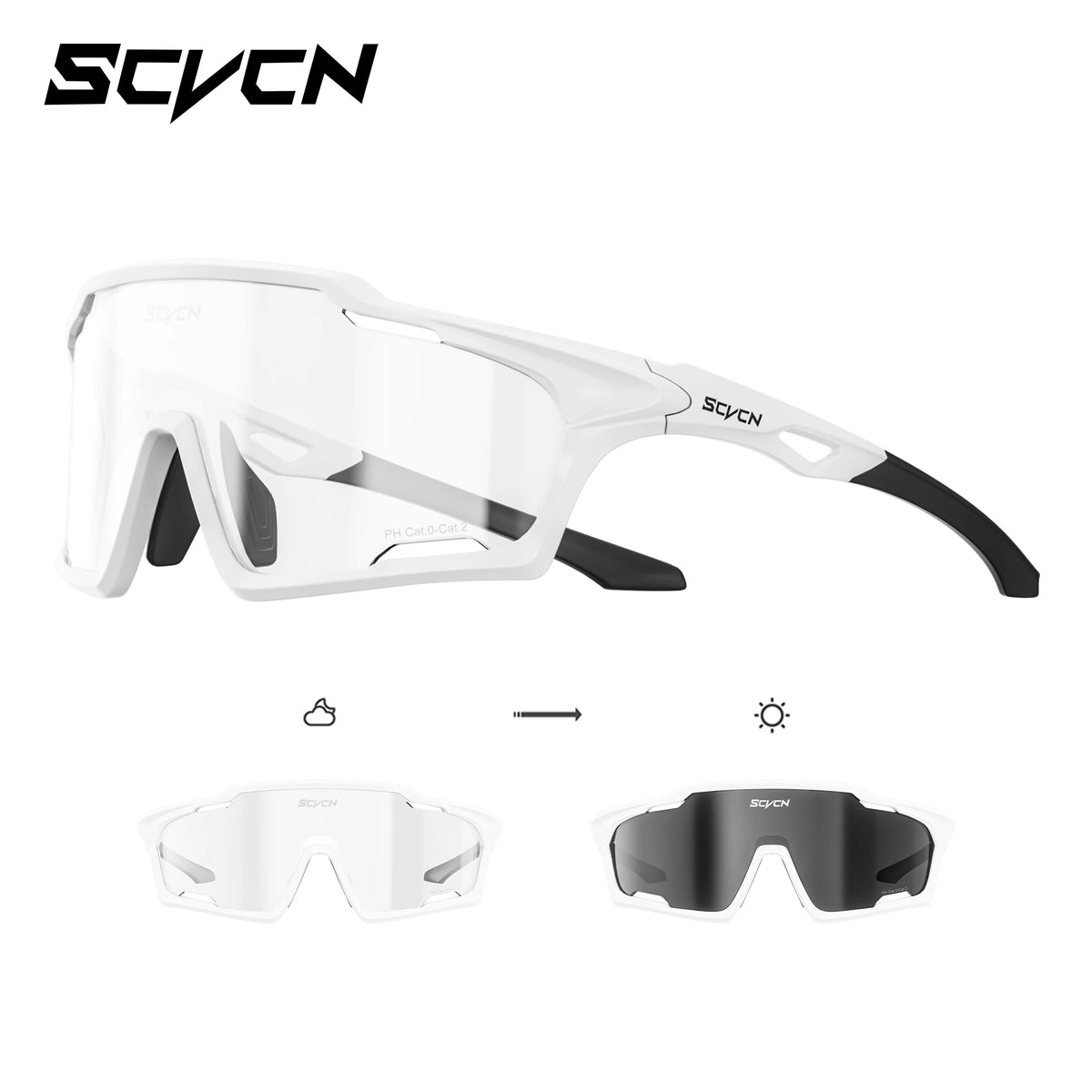 SCVCN Photochromic Cycling Sunglasses UV400 Sports Glasses, Multiple Styles