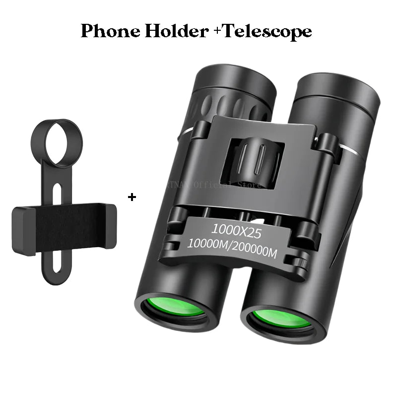 1000X25 Powerful Binoculars Long Range Folding Mini Telescope BAK4 FMC Optics For Hunting Sports Outdoor Camping Travel