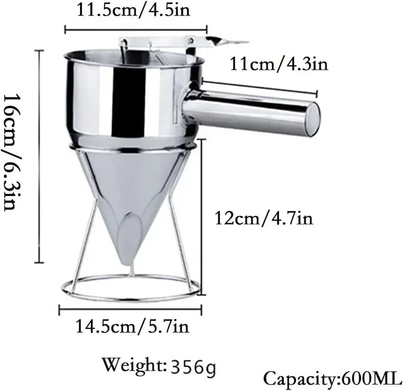 1pcs Stainless Steel Funnel Dispenser with Rack Cupcake Pancake Batter Maker Octopus Fish Ball Home Kitchen Baking Tools Baking