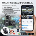 4K 3-Lens Dash Cam WiFi Car DVR Front Inside Rear Triple Camera 24H Parking Mode