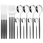 16pcs Pink Gold Dinnerware Tableware Set Mirror Stainless Steel Cutlery Kitchen Knife Fork Spoon Restaurant Wedding Flatware Set