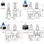 10pcs PCB Tact Tactile Micro Mini Latching Push Button On Off Self Lock UnLock Switch DIP 6 Pin Cap 5.8*5.8/7*7/8*8/8.5*8.5mm