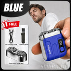 Men's Mini Electric Shaver Rechargeable Waterproof Wet/Dry Beard Razor - Black