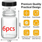 2oz Glass Shot Bottles with lids - Small Clear Jars for Ginger，Wellness Shots, Juice, Travel mini Reusable Wide Mouth bottles