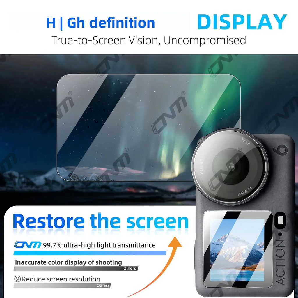 Lens & Screen Protector for DJI Osmo Action 6 - 9H Tempered Glass Camera Anti-scratch Glass Film HD Clear Accessories Set