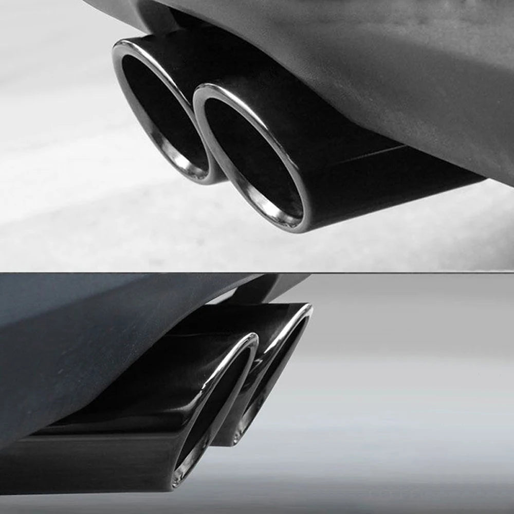 2pcs Stainless Steel Exhaust Muffler Tip Covers 7-9.5cm Black/Silver/Blue for Audi/VW