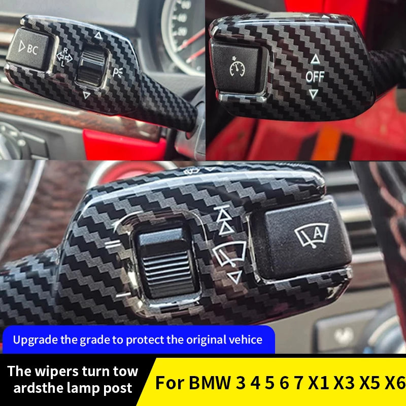 Automotive Turn Signal Wiper Switch Trims Steering Wheel Headlight Switch Trims for BMW 3 4 5 6 7 X1X3X5X6 Interior Accessories
