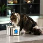 304 Stainless Steel Pet Water Fountain 3.2L/108oz with Filter, Visual Window, Faucet