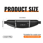 WRELS Waterproof Running Waist Belt Slim Sports Fanny Pack Invisible Fitness Phone Pouch for Hiking Travel Jogging Cycling