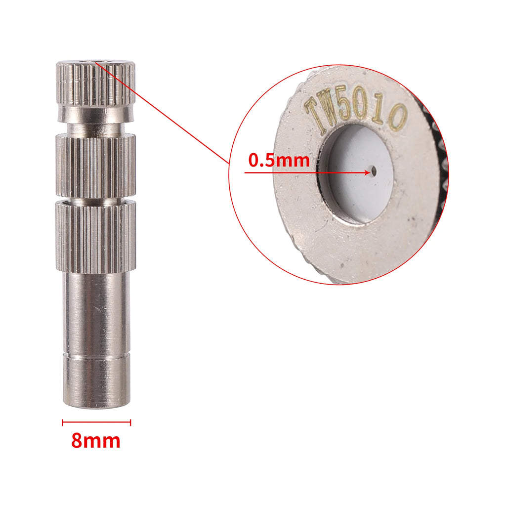 50Pcs Sprayer Nozzle 8mm 0.2~0.6mm Misting Fog Machine Cooling Landscape Dust Removal Disinfection Humidify Water Nebulizer
