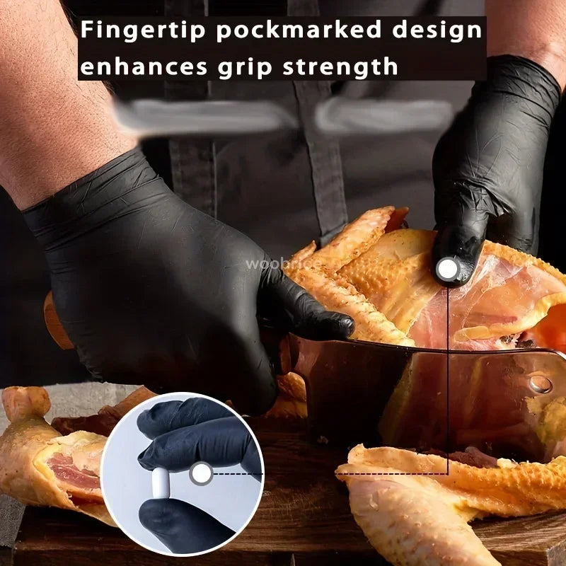 50/100/200pcs Disposable Black Nitrile Gloves, Kitchen, Tattoo, Hair Dye Gloves, Food Processing, Household Small Tools