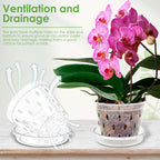 5Pcs Plastic Orchid Pot 4/5/6inch Transparent Slotted Orchid Pots with Holes and Saucers Breathable Flower Plant Pot for Nursery