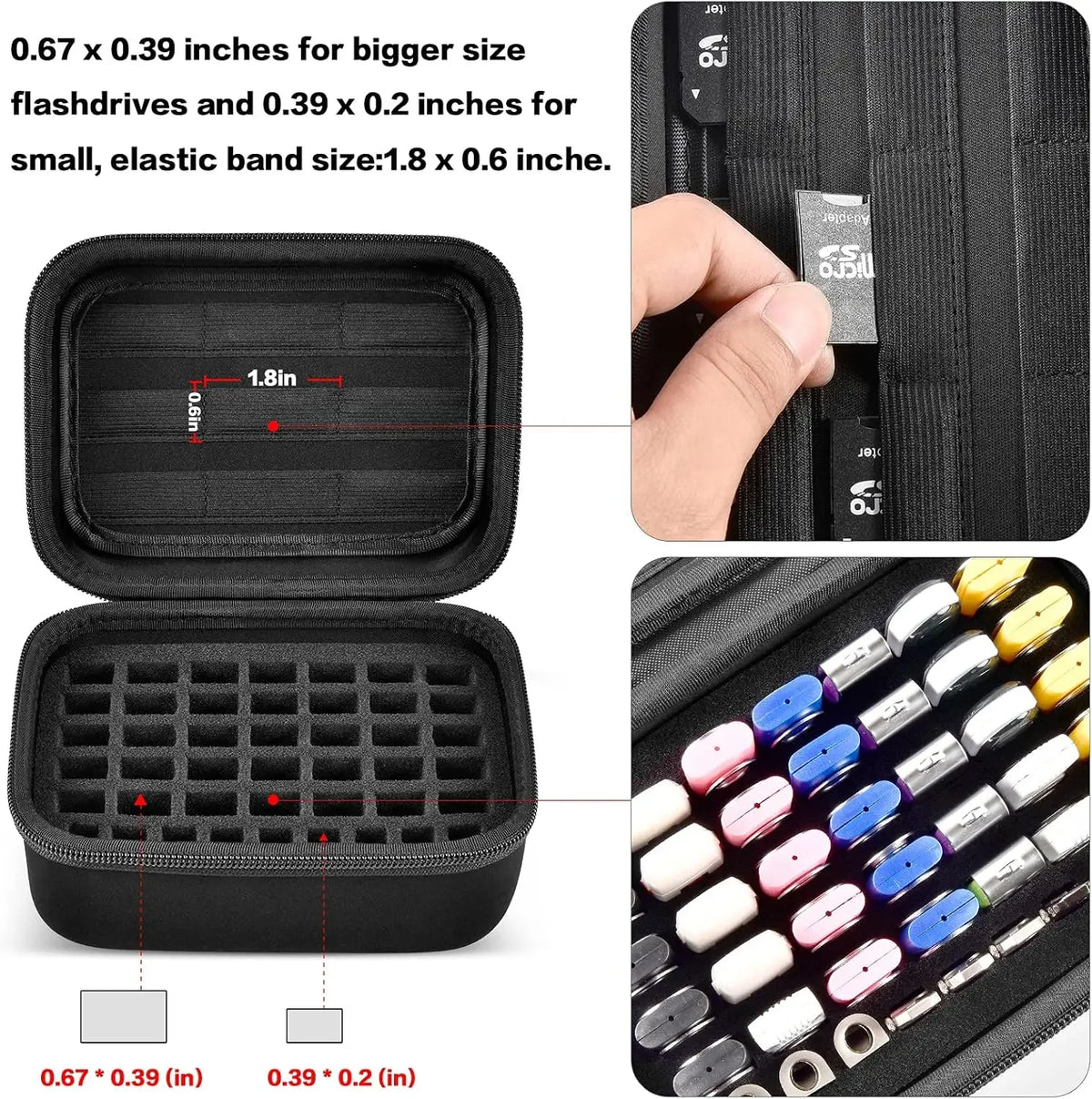 USB Flash Drive Case, Thumb Drive, Memory Card SD SDXC SDHC Card Holder Organizer,Electronic Accessories Storage Bag for SanDisk