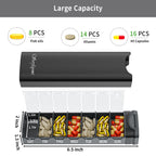 Serfeymi Metal Weekly Pill Organizer - 7-Day Travel Pill Case w/ Spare Gasket | Dosette Box, Tablet & Medicine Holder