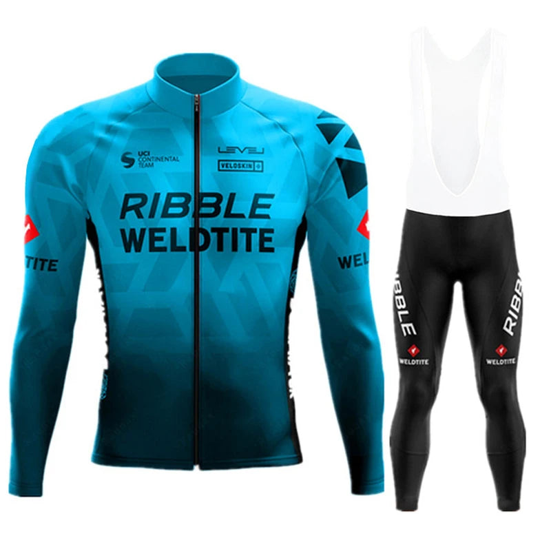 2026 Spring Cycling Jersey Set Ropa Ciclismo Orange Bicycle MTB Clothing Road Bike Suit Men Long Sleeve Bicicleta Bib Pants Set