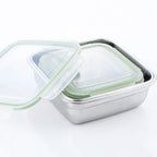 3 Pieces Stainless Steel Food Containers Food Storage Box Square Lunch Box 400/750/1200ml