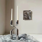 Silver Candle Holder Metal Candelabra Luxury Double Headed Center Table Candle Holders Living Room Home Decoration Gift Ideas