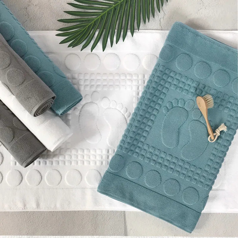 Cotton Bath Mat Anti-Slip 50x80cm 1pc, White or Blue, 350-380g