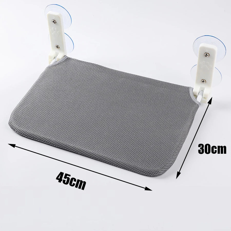 Assembly Free Folding Cat Hammock Plush Mesh Cat Window Wall Jumping Platform Double Suction Cup Cat Hammock