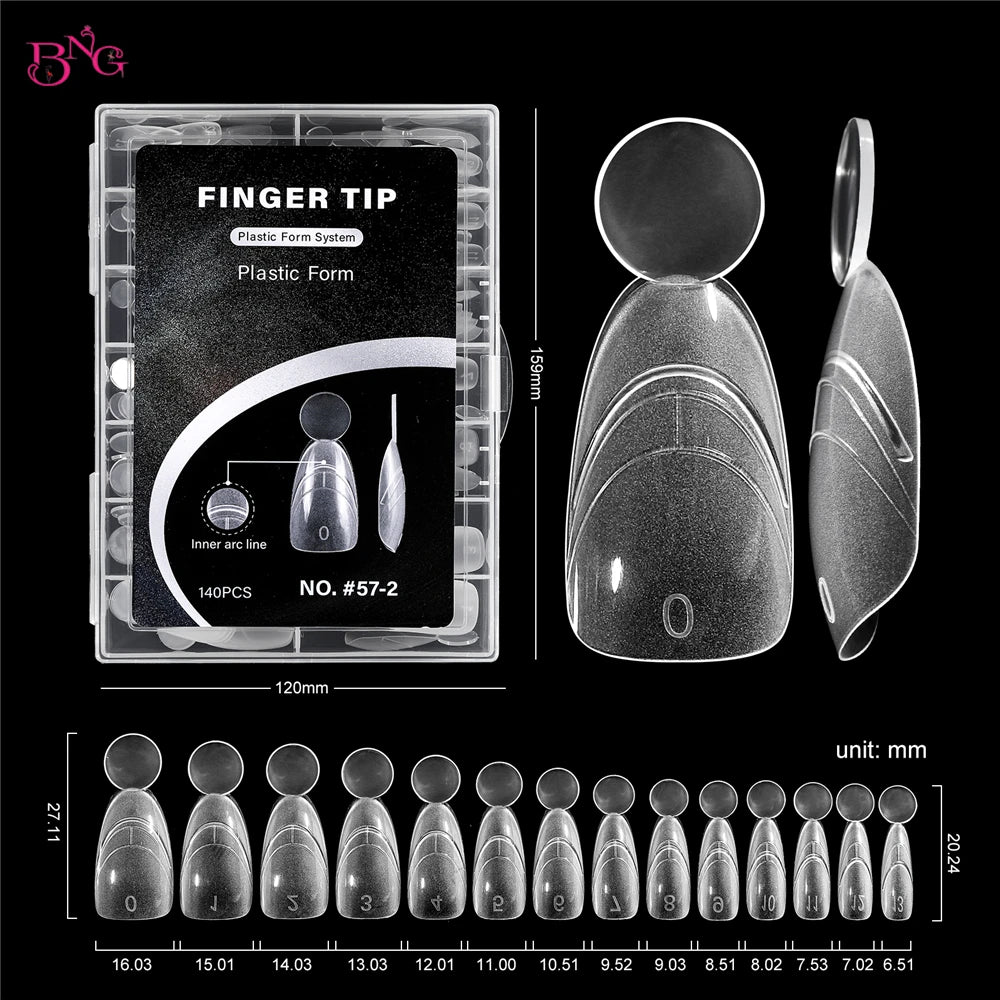 BNG 140Pcs Dual Forms with Inner Arc Line Oval Square Coffin Upper Forms for Quick French Matte  Nail Molds for Nail Extensions