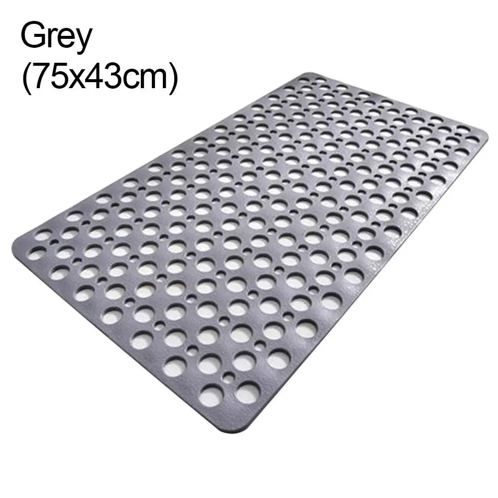 Rubber Non-Slip Bath Mat with Drain Holes, Anti-Mold Machine Washable Shower/Tub Mat