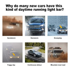 LED Car Daytime Running Light Strip - Red & Yellow Dual Color Plug And Play Start Scan Turn Signal 12V Universal Car Hood Light